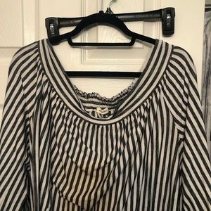 Max Studio size X-Large black & white off shoulder top 3/4 sleeve stretch